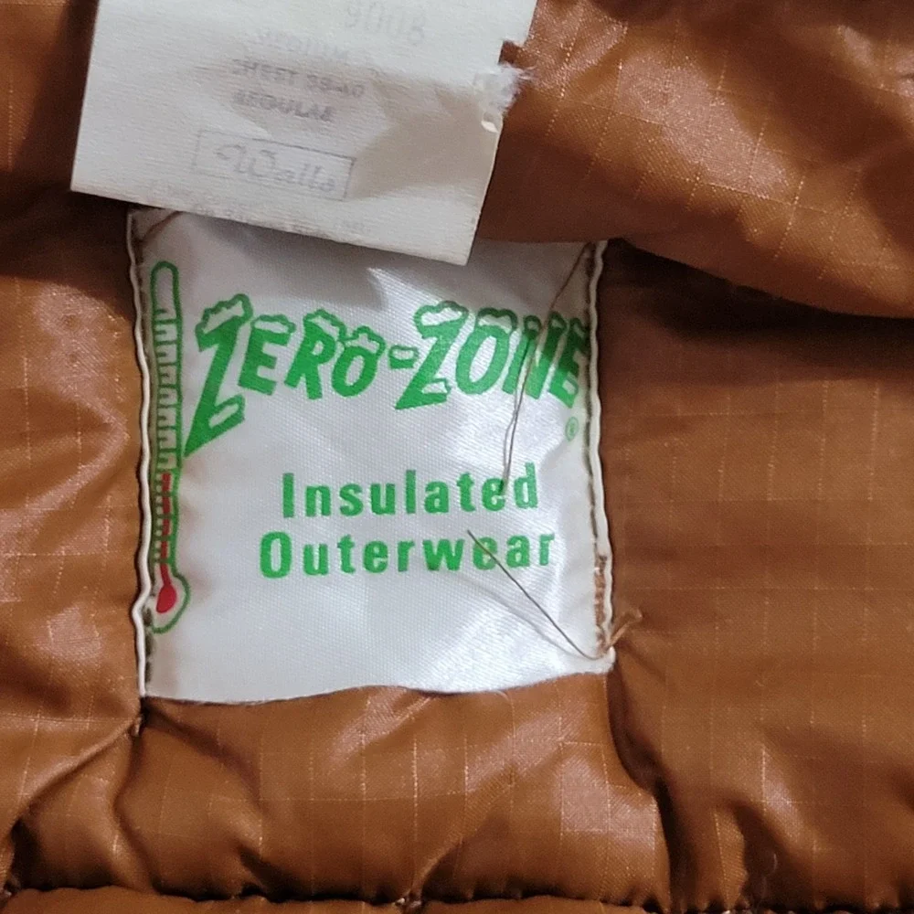 Walls Zero Zone Insulated Vest Mens Medium 38-40 Brown Zip Pockets Puffer VTG